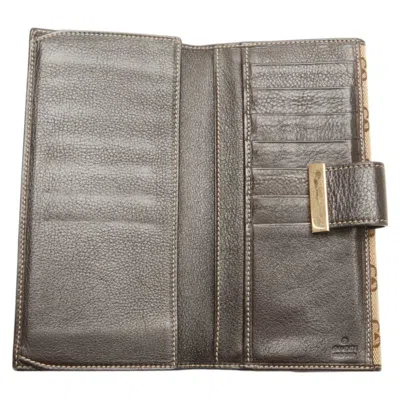 Pre-owned Gucci Beige Brown Gg Canvas Leather Wallet (bi-fold) () In Multi