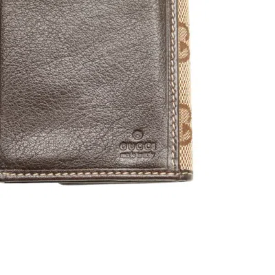 Pre-owned Gucci Beige Brown Gg Canvas Leather Wallet (bi-fold) () In Multi