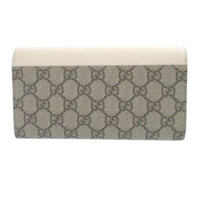 Pre-owned Gucci Beige Ivory Gg Canvas Leather Long Wallet (bi-fold) () In Multi