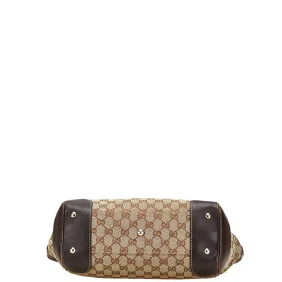 Pre-owned Gucci Beige Multi-color Canvas Leather Tote Bag ()