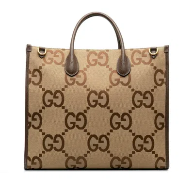 Pre-owned Gucci Beige Multi-color Canvas Leather Shoulder Bag Tote Bag ()