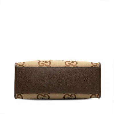 Pre-owned Gucci Beige Multi-color Canvas Leather Shoulder Bag Tote Bag ()