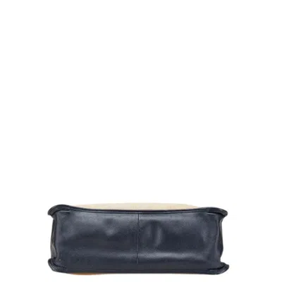 Pre-owned Gucci Beige Navy Canvas Leather Tote Bag ()