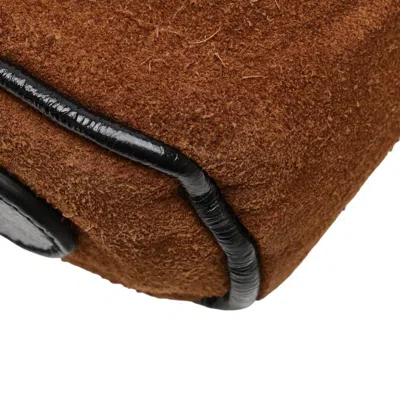 Pre-owned Gucci Black Brown Suede Leather Shoulder Bag ()