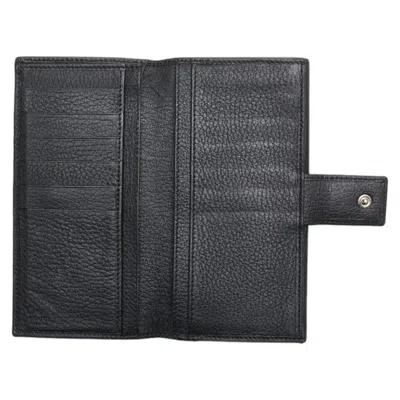 Pre-owned Gucci Black Canvas Leather Long Wallet (bi-fold) ()