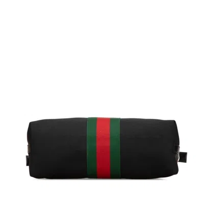 Pre-owned Gucci Black Canvas Leather Shoulder Bag Tote Bag ()