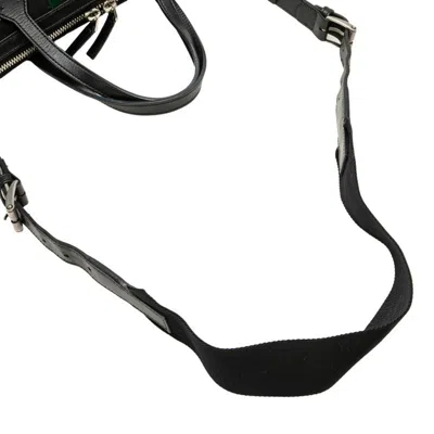 Pre-owned Gucci Black Canvas Leather Shoulder Bag Tote Bag ()