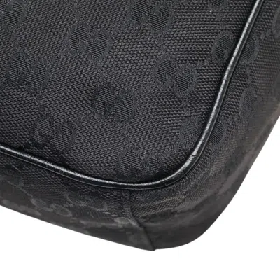 Pre-owned Gucci Black Gg Canvas Leather Shoulder Bag ()