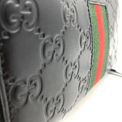 Pre-owned Gucci Black Gg Canvas Long Wallet (bi-fold) ()