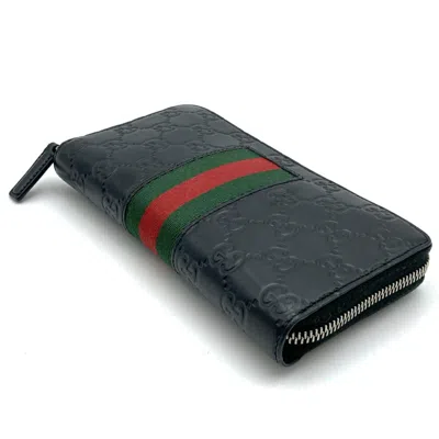Pre-owned Gucci Black Gg Canvas Long Wallet (bi-fold) ()