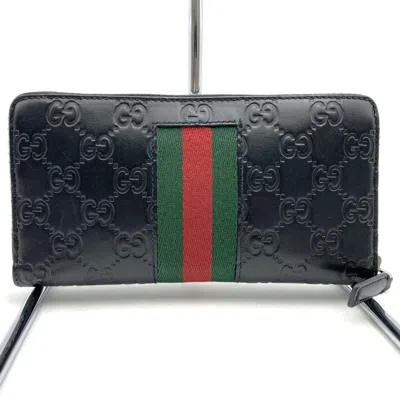 Pre-owned Gucci Black Gg Canvas Long Wallet (bi-fold) ()