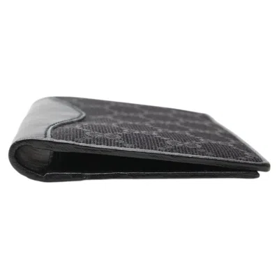 Pre-owned Gucci Black Leather Canvas Long Bill Wallet (bi-fold) ()
