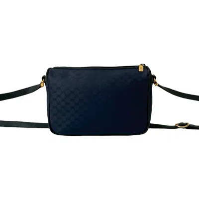 Pre-owned Gucci Black Navy Leather Pvc Pochette Shoulder Bag ()
