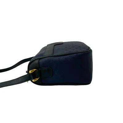 Pre-owned Gucci Black Navy Leather Pvc Pochette Shoulder Bag ()