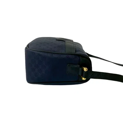 Pre-owned Gucci Black Navy Leather Pvc Pochette Shoulder Bag ()