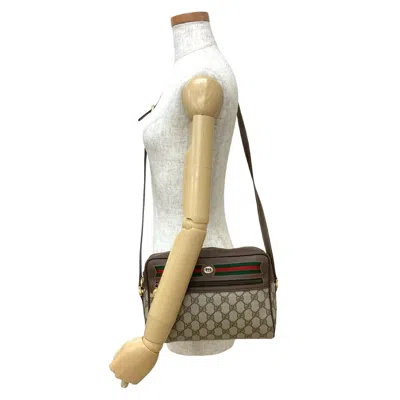 Pre-owned Gucci Brown Green Red Color Leather Pvc Shoulder Bag ()