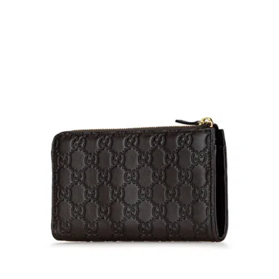 Pre-owned Gucci Brown Leather Long Wallet (bi-fold) ()
