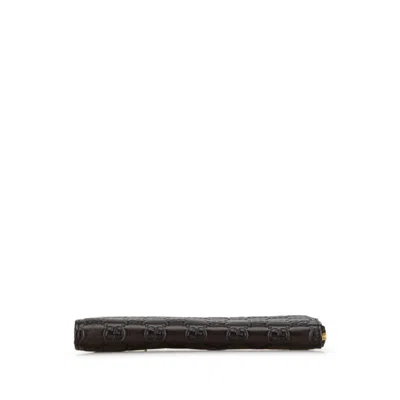 Pre-owned Gucci Brown Leather Long Wallet (bi-fold) ()