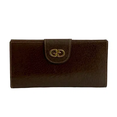 Pre-owned Gucci Brown Leather Long Wallet (bi-fold) ()
