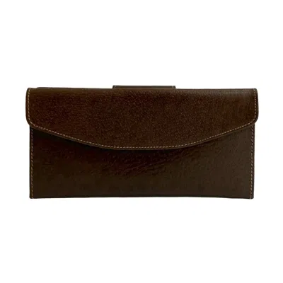 Pre-owned Gucci Brown Leather Long Wallet (bi-fold) ()
