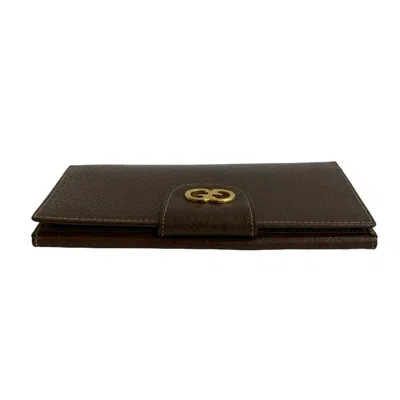 Pre-owned Gucci Brown Leather Long Wallet (bi-fold) ()
