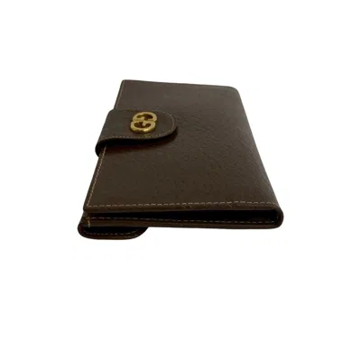 Pre-owned Gucci Brown Leather Long Wallet (bi-fold) ()