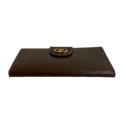 Pre-owned Gucci Brown Leather Long Wallet (bi-fold) ()