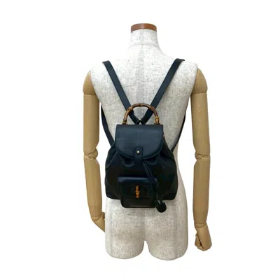 Pre-owned Gucci Navy Leather Backpack ()
