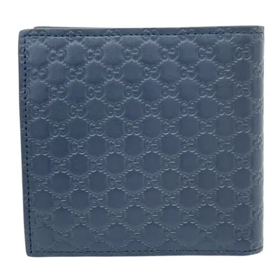 Pre-owned Gucci Navy Leather Wallet (bi-fold) () In Blue