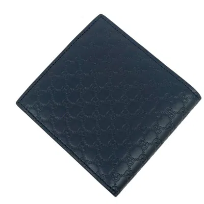 Pre-owned Gucci Navy Leather Wallet (bi-fold) () In Blue