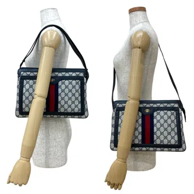 Pre-owned Gucci Navy Red Color Leather Pvc Pochette Shoulder Bag ()