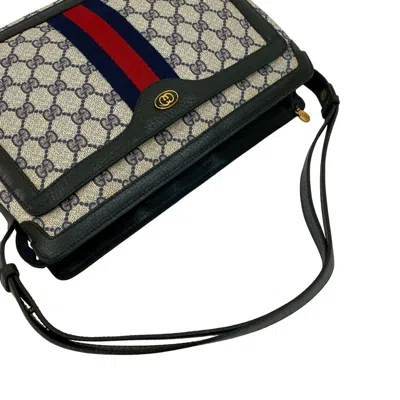 Pre-owned Gucci Navy Red Color Leather Pvc Pochette Shoulder Bag ()