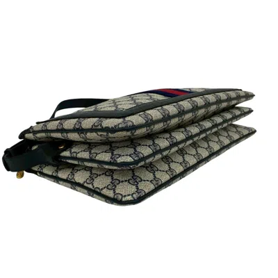 Pre-owned Gucci Navy Red Color Leather Pvc Pochette Shoulder Bag ()