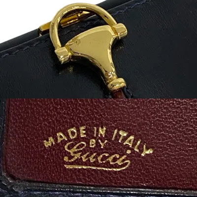 Pre-owned Gucci Navy Wine Leather Wallet (bi-fold) ()