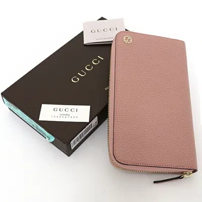 Pre-owned Gucci Pink Leather Long Wallet (bi-fold) ()