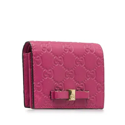Pre-owned Gucci Pink Leather Wallet (bi-fold) ()