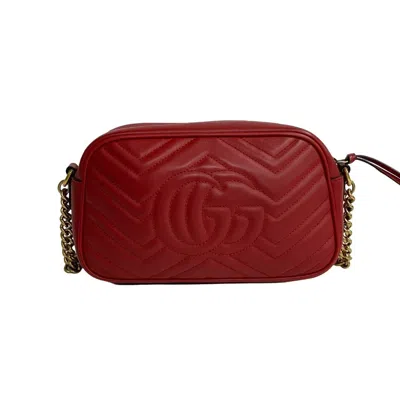 Pre-owned Gucci Red Color Leather Pochette Shoulder Bag ()
