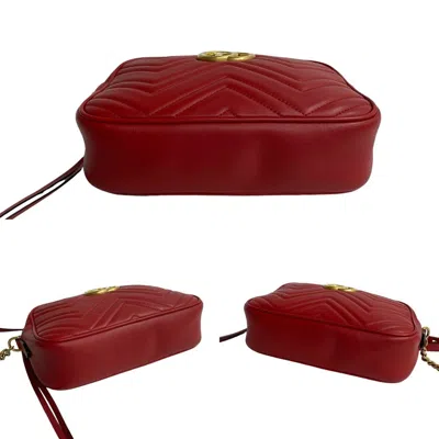 Pre-owned Gucci Red Color Leather Pochette Shoulder Bag ()