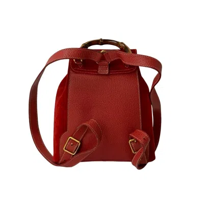 Pre-owned Gucci Red Color Suede Leather Backpack Shoulder Bag ()