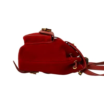 Pre-owned Gucci Red Color Suede Leather Backpack Shoulder Bag ()