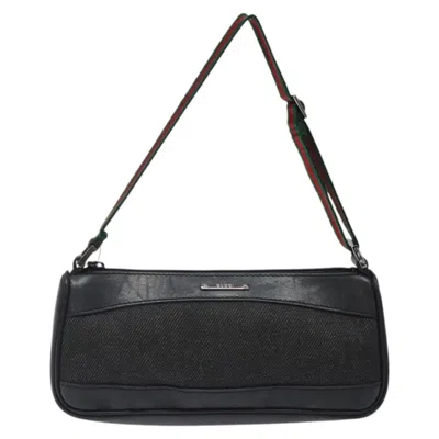 Pre-owned Gucci Web Black Canvas Clutch Bag ()