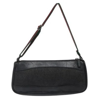 Pre-owned Gucci Web Black Canvas Clutch Bag ()