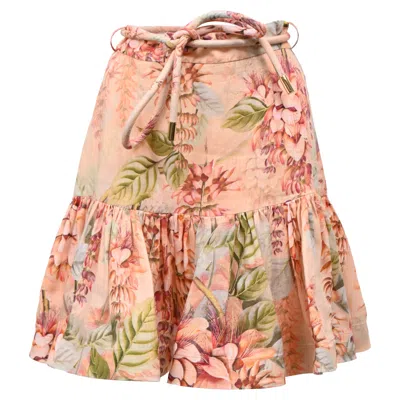 Zimmermann Zimmerman Candescent Flip Mini Skirt In Floral Print Linen In Multi