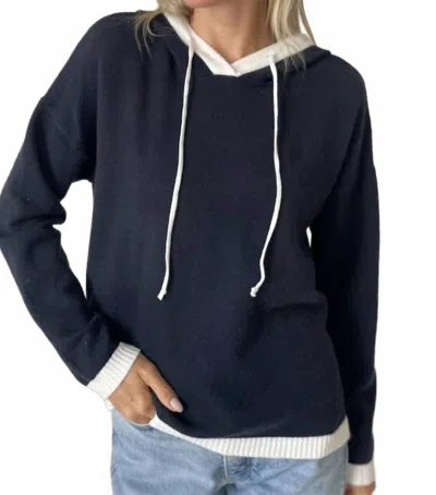 Six/fifty Jessie Colorblock Hoodie In Navy In Blue