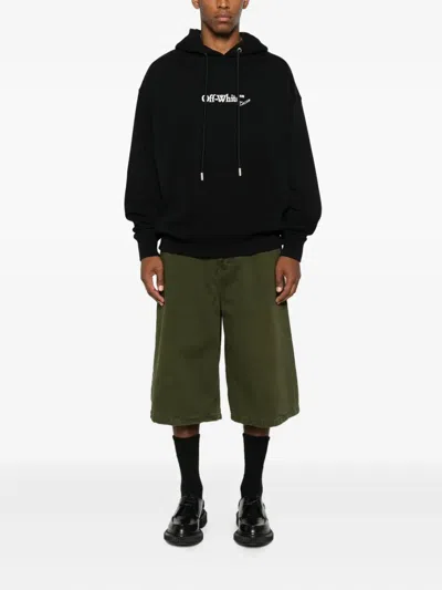 Off-white Spray Helvetica Logo-embroidered Hoodie In Black