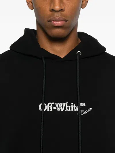 Off-white Spray Helvetica Logo-embroidered Hoodie In Black