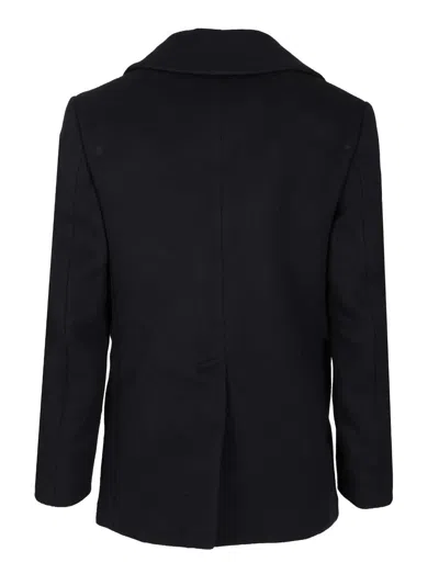 Givenchy Big Lapel Caban Coats Blue In Black