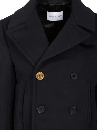 Givenchy Big Lapel Caban Coats Blue In Black