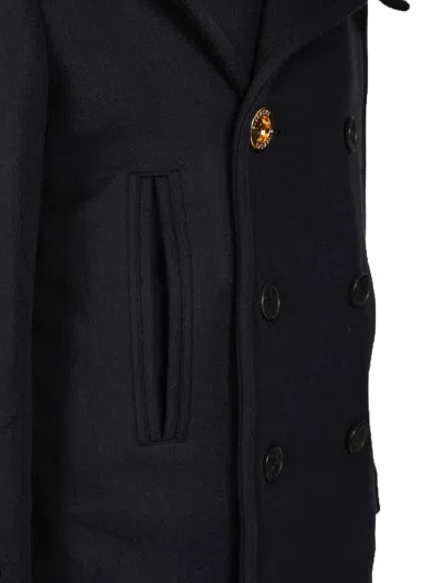 Givenchy Big Lapel Caban Coats Blue In Black
