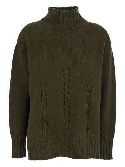 Tom Ford Long-sleeved Mock Neck Cashmere Sweater In Green